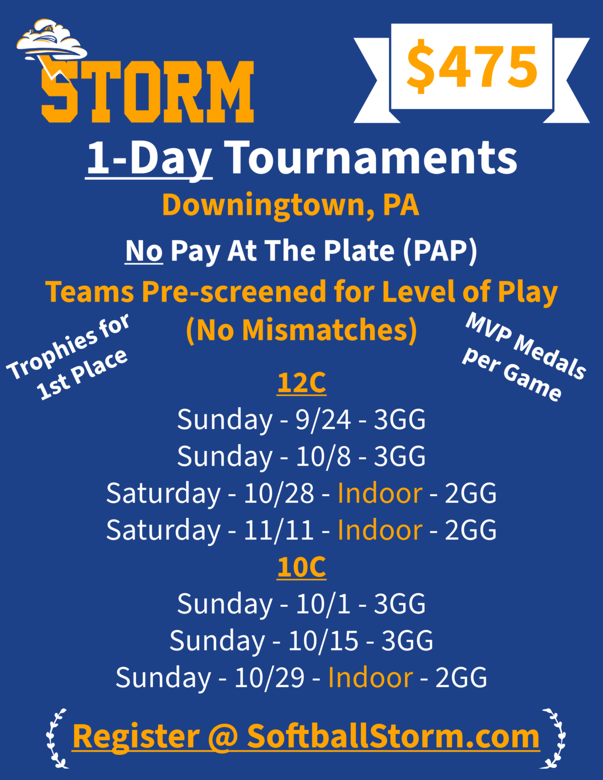 Tournaments Downingtown Storm Softball